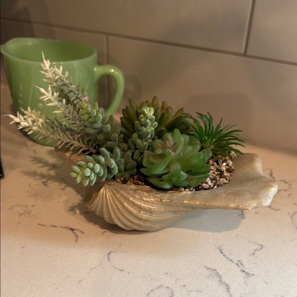 Gold and Green Faux Floral Accents
